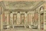 Projet de décor à l'étrusque pour un cabinet de parade by Jean-Démosthène Dugourc, Aquarelle sur traits de crayon noir, plume et encre de Chine, sold Jun 2023