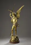 Saint Michel by Emmanuel Frémiet, Bronze à patine dorée, sold Jun 2023