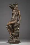 Nymphe de Diane by Lucie Signoret-Ledieu, Bronze à patine brune, sold Jun 2023