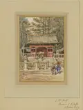 Porte de temple à Nikkô, Japon by Robert Charles Goff, 1879, Aquarelle, sold Jun 2023