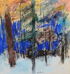 Hiver by Guy Bardone, Gouache et encre, sold Oct 2021