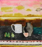 Nature morte aux poires by René Genis, Aquarelle gouachée, sold Oct 2021