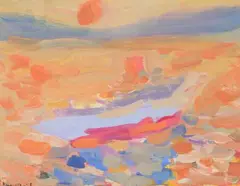 Le Yacht by Fikret Moualla Sayi, 1953, Gouache, sold Oct 2021