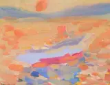 Le Yacht by Fikret Moualla Sayi, 1953, Gouache, sold Oct 2021