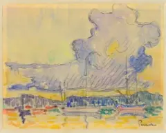 Nuages sur Saint Tropez by Henri Person, Aquarelle sur traits de crayon, sold Oct 2021