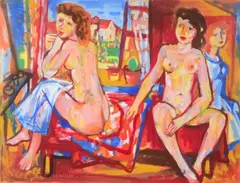 Deux nus devant la fenêtre by Charles Walch, Gouache, sold Oct 2021