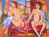 Deux nus devant la fenêtre by Charles Walch, Gouache, sold Oct 2021