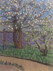 Les pommiers by Léon Jouhaud, Pastel sur papier, sold Oct 2021