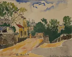 Le château des Brouillards, Montmartre, Paris by Élisée Maclet, Encre de chine, plume et aquarelle sur papier, sold Oct 2021