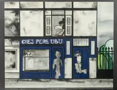 Chez Père UBU by Jan Lenica, 1980, Aquarelle, gouache et collage sur papier, sold Sep 2021