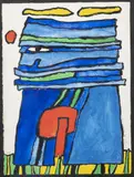 The Blue man by Jacques Soisson, 1984, Encre et gouache sur papier, sold Sep 2021