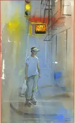 Don't Walk by Daniel Authouart, 1998, Aquarelle et gouache sur papier, sold Sep 2021