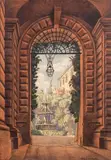 Jardin d'une villa à la fontaine by André Iacovlevitch Beloborodoff, Aquarelle, sold Mar 2015