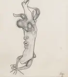 Personnage fantastique à bosse et corne by Jean Cocteau, Crayon, sold Mar 2015