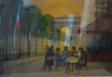 Terrasse de café devant l'arc de triomphe by Louis Toffoli, Lithographie signée en bas en droite et numérotée, sold Dec 2021