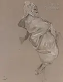 Cavalier arabe by Georges Washington, Crayon et craie sur papier bleuté, sold Dec 2021