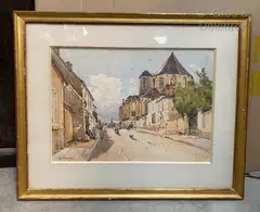 Rue de village en Normandie by Paul Lecomte, Aquarelle signée en bas à gauche, sold Dec 2021