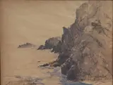 Domois, Belle-Ile by Pierre Cadre, Aquarelle et fusain signé et situé en bas à droite, sold Nov 2016