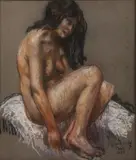 Nu assis, Paris by Sam Granovsky, Pastel signé et daté en bas à droite, sold Nov 2016