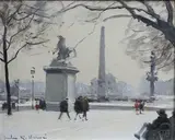 Place de la Concorde sous la neige by Jules Rene Herve, Toile signée en bas à gauche, contresignée au dos, sold Nov 2016