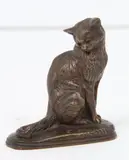 Le chat assis by Emmanuel Frémiet, Épreuve en bronze à patine brune, sold Nov 2024