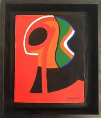 Composition by James Pichette, Gouache sur papier marouflée sur toile, sold Mar 2019
