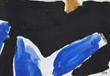 Composition en bleu et noir by Jacques Nestlé, Aquarelle et gouache sur papier monogrammé et portant le cachet de l'atelier en bas à droi, sold Mar 2019