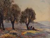 Le Repos sous les arbres by Jean Villeri, Aquarelle sur papier, sold Mar 2024