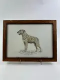 Portrait de Irish Wolf Hound by Joël Blanc, Gouache sur papier, encadrée, sold Mar 2024