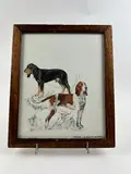 Portrait des chiens courants suisses by Joël Blanc, Gouache sur papier, encadrée, sold Mar 2024