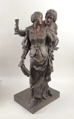 Le coup de l'étrier by Émile Louis Picault, Epreuve en bronze à patine brune, sold Feb 2024