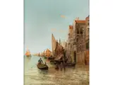 Boote vor Italienischer Hafenstadt by Karl Kaufmann, genannt „J. Rollin“, 1843 Neuplachowitz – 1902 & 05 Wien, oil on canvas, sold Sep 2019