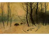 Winterwald mit Wildschweinen by Eduard Steinbach, 1878 - 1939, oil on canvas, offered Dec 2015