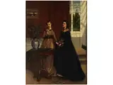 Interieur mit Zwei Jungen Frauen by Edmond Lambrichs, oil on panel, offered Sep 2015