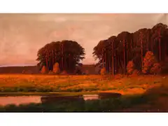 Märkische Landschaft im Abendrot by Rudolf Hellgrewe, oil on canvas, offered Mar 2019