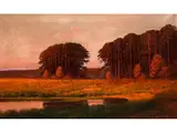 Märkische Landschaft im Abendrot by Rudolf Hellgrewe, oil on canvas, offered Mar 2019