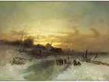 Dorflandschaft im Winter mit Figuren by Desire Thomassin, oil on canvas, sold Jun 2024