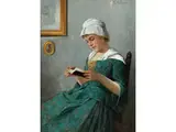 Sitzende Junge Frau Beim Lesen by Ernst Anders, oil on canvas, offered Jun 2025