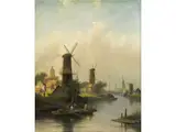 Flusslandschaft mit Windmühle by Jan Jacob Coenraad Spohler, oil on panel, offered Mar 2026