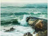 Brandung bei Capri by Karl Theodor Boehme, oil on canvas, sold Jun 2023