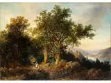 Landschaft am Rhein by Hermann Bennekenstein, oil on canvas, offered Mar 2024