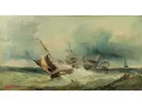 Schiffe auf Stürmischer see by Henri van Wyk, geb. 1833, oil on canvas, offered Sep 2021
