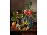 Stillleben mit Früchten und Weinglas by Johannes Cornelis Bruyn, oil on canvas, sold Dec 2015
