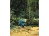 Waldlichtung mit Maler vor Seiner Staffelei by François Schommer, oil on canvas, offered Mar 2025