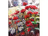 Frühsommerliche Blumenwiese mit Mohn by P. Herrmann, oil on board, offered Jun 2024