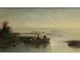 Chiemseeüberfahrt im Abendlichen Licht by Conrad Wimmer, oil on canvas, offered Mar 2024
