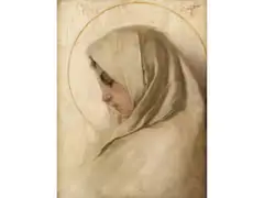 Bildnis der Madonna im Profil Nach Links by Cipriano Cei, oil on canvas, sold Sep 2021