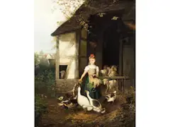 Gänseliesel vor Schafstall by Fritz Beinke, oil on canvas, offered Jun 2024