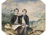 Untitled by den späteren Königen Ludwig II und Otto Seltenes Doppelbildnis von Kronprinz Ludwig und Prinz Otto von Bayern, watercolor, sold Dec 2023