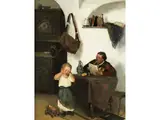 Musikstunde (hornsolo) by Max Kaltenmoser, oil on board, offered Mar 2026